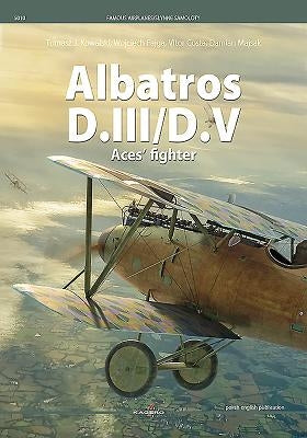Paperback book titled "Albatros D.III/D.V: Aces' Fighter" by Kagero showing the cover with vintage aircraft illustrations.