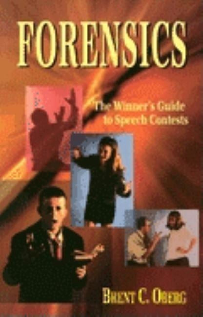 Paperback book titled "Forensics: The Winner's Guide to Speech Contests" by Merw, featuring a cover with speech and forensics imagery.