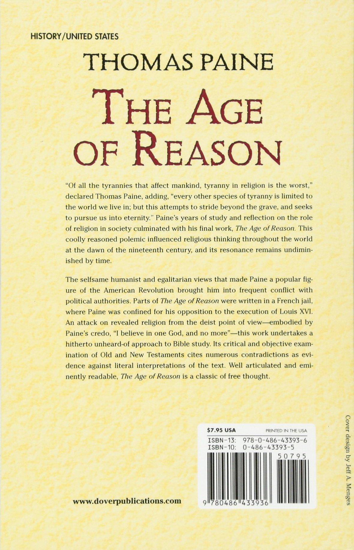 The Age of Reason: Being an Investigation of True and Fabulous Theology Religion Paine, Thomas