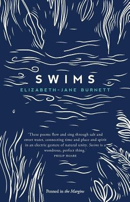 Paperback of "Swims" by Penned in the Margins featuring a cover with abstract artwork and the book title displayed.
