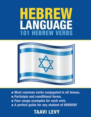 Paperback book titled "Hebrew Language: 101 Hebrew Verbs" by Preceptor Language Guides, showing the cover and title.
