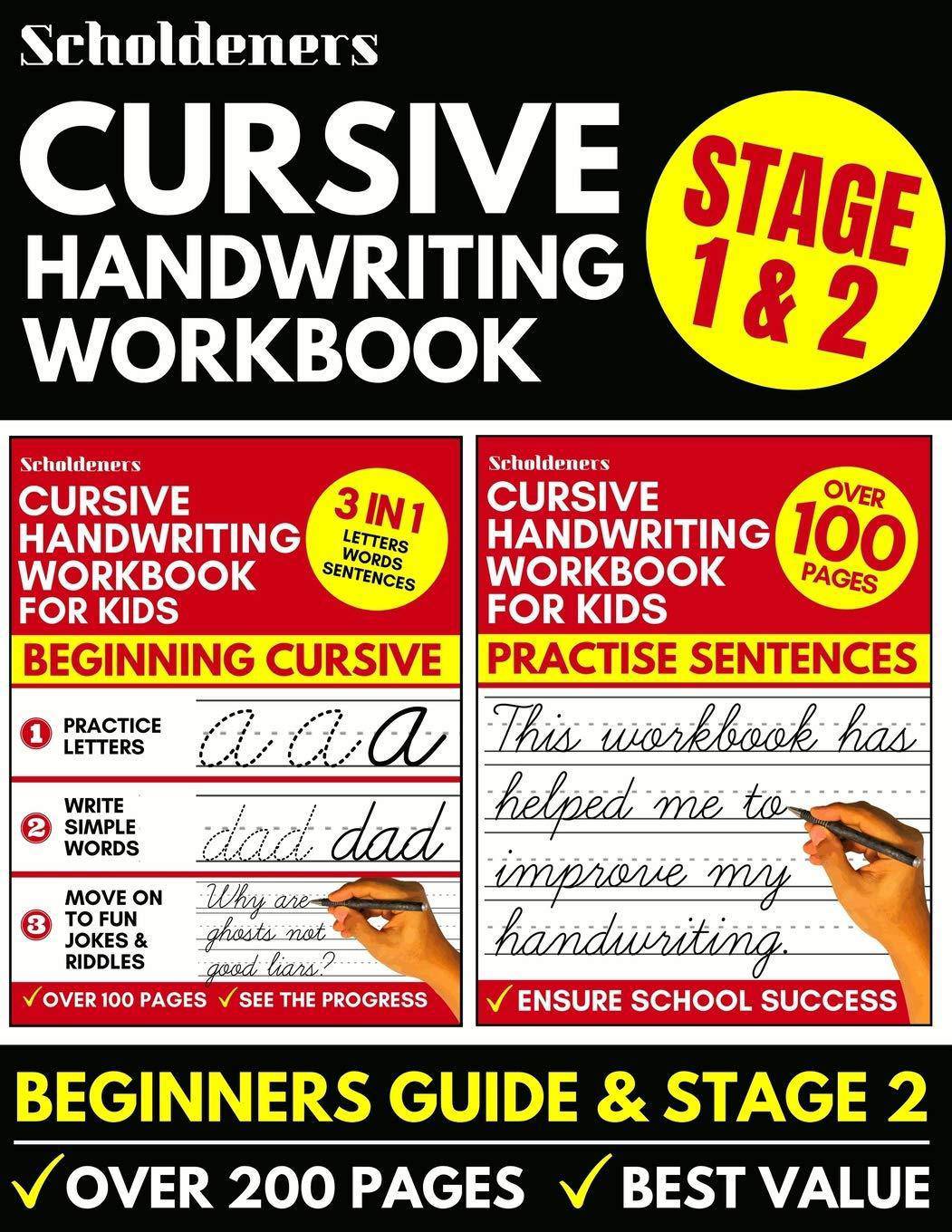 Cursive Handwriting Workbook: Cursive Writing Practice Book For Kids (Cursive For Beginners & Cursive Sentence Handwriting Workbook) Education and Referrals Scholdeners
