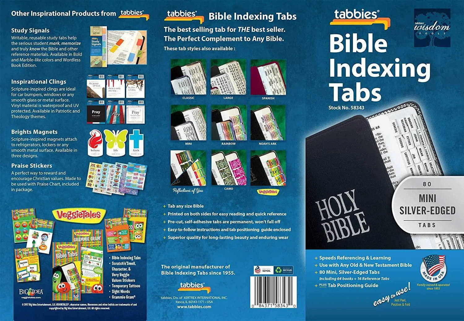 Bible Tab-Protestant Mini/E: Mini Silver-Edged Bible Tabs Christian Gift and Game | Christian Bible Tabs and Ribbons Tabbies
