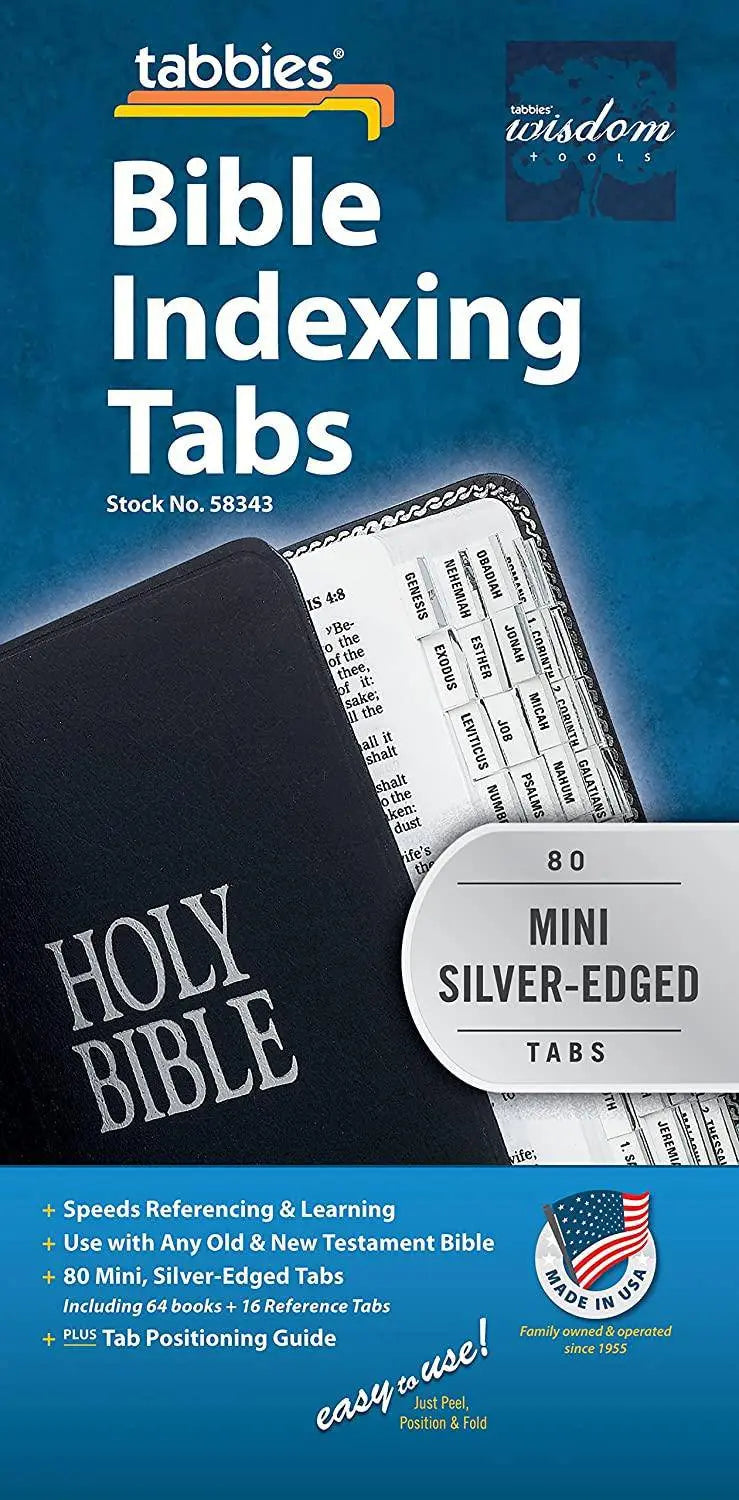 Bible Tab-Protestant Mini/E: Mini Silver-Edged Bible Tabs Christian Gift and Game | Christian Bible Tabs and Ribbons Tabbies