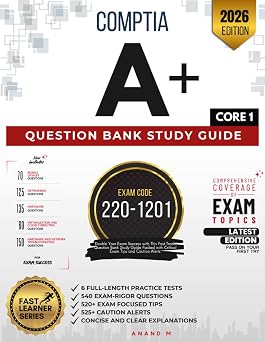 SureShot Books COMPTIA A+ Core 1 Question Bank study guide with practice tests, exam tips, and detailed explanations.