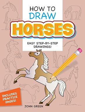 Book cover for "How to Draw Horses" by SureShot Books Publishing LLC, featuring a step-by-step horse drawing illustration.