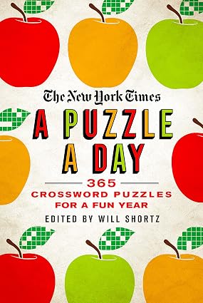 A book titled "The New York Times A Puzzle a Day: 365 Crossword Puzzles" by SureShot Books Publishing LLC, showing the cover.