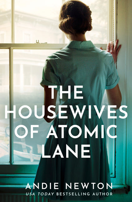 Paperback of The Housewives of Atomic Lane by One More Chapter, featuring a cover with vintage housewives and a suburban scene.