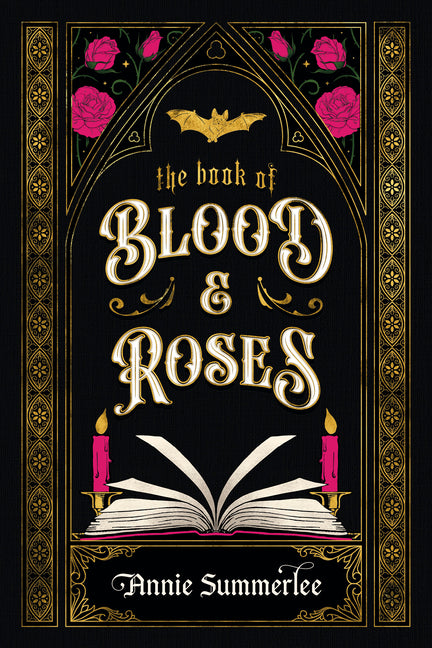Paperback copy of The Book of Blood and Roses by Del Rey Books, featuring the book cover with dark floral artwork.