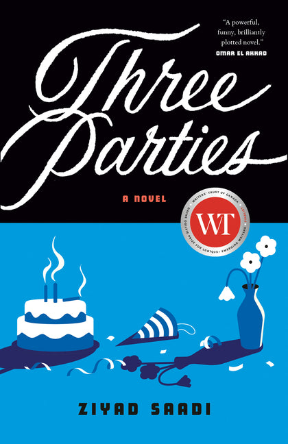 Paperback of "Three Parties" by Penguin Books Canada, featuring the book cover with title and author details.