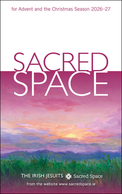 Paperback book titled "Sacred Space for Advent and the Christmas Season 2026-27" by Loyola Press, featuring a festive cover design.