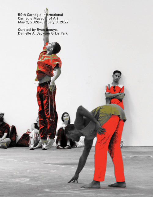 Paperback book titled "59th Carnegie International" from Carnegie Museum of Art, with cover art visible.
