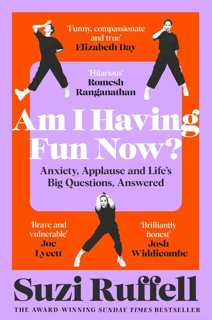 Paperback of "Am I Having Fun Now?" by Bluebird featuring a colorful cover with illustrations reflecting anxiety, life questions, and self-discovery.