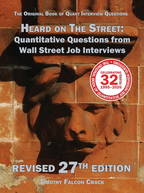 Paperback book titled "Heard on The Street" by Timothy Crack, featuring quantitative questions from Wall Street job interviews.