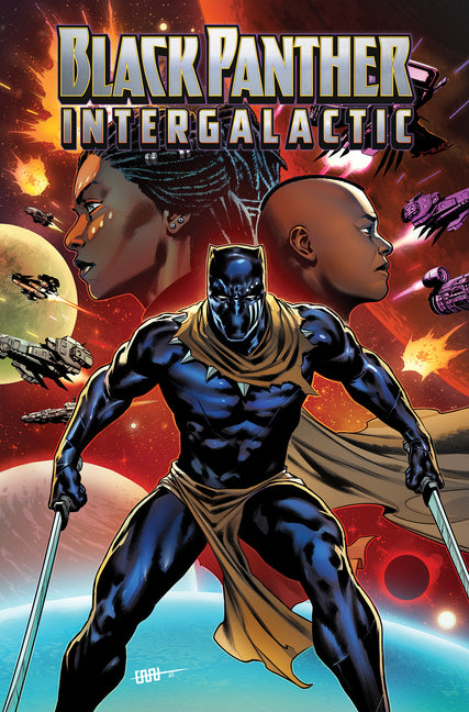 Black Panther: Intergalactic paperback book by Marvel Universe with colorful cover featuring Black Panther in space-themed artwork