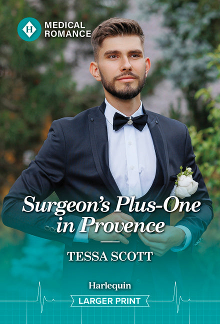Mass market paperbound of Surgeon's Plus-One in Provence by Harlequin Medical Romance, featuring a romantic scene on the cover.