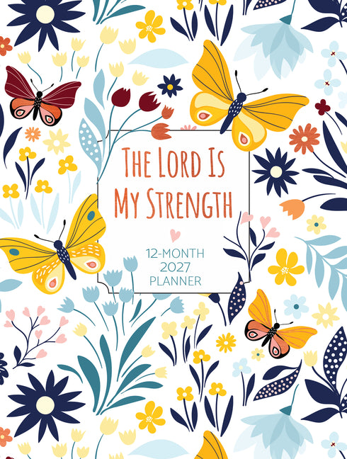 Faux leather 2027 weekly planner titled "The Lord Is My Strength," 12-month zipper-bound planner by Belle City Gifts.
