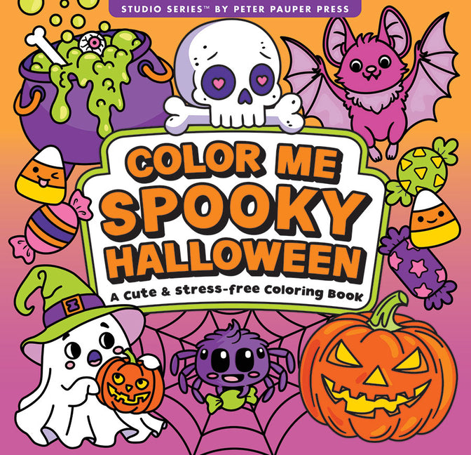 Color Me Spooky Halloween coloring book by Peter Pauper Press featuring 31 single-sided spooky designs on thick paper.