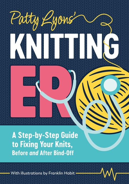 Paperback book titled "Patty Lyons' Knitting Er" by David & Charles, showing the cover design with knitting illustrations.