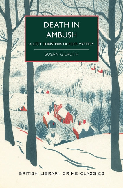 Paperback copy of "Death in Ambush: A Lost Christmas Murder Mystery" by Poisoned Pen Press, featuring a cover with winter scene and mystery theme.