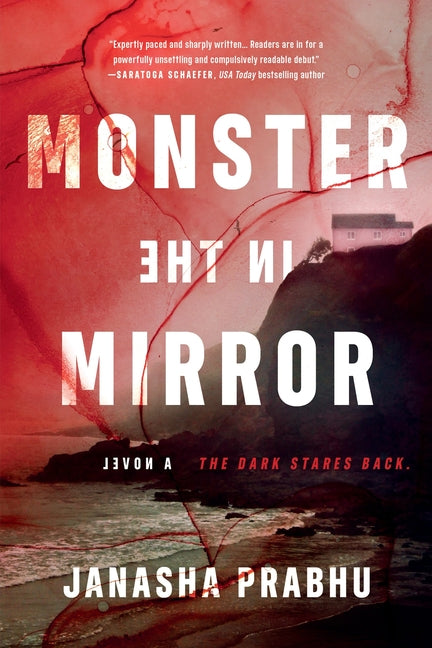 Paperback book titled "Monster in the Mirror" by Sourcebooks Landmark, featuring a cover with a mysterious monster reflection.