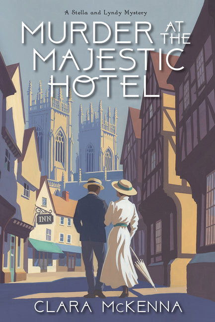 Paperback of "Murder at the Majestic Hotel" by Kensington Publishing, showing the book cover with vintage hotel imagery.