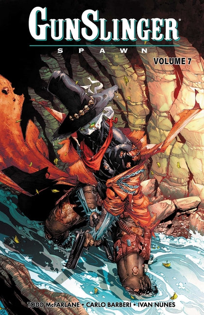 Paperback of Gunslinger Spawn Volume 7 comic book by Image Comics, featuring detailed cover art of the Spawn character.