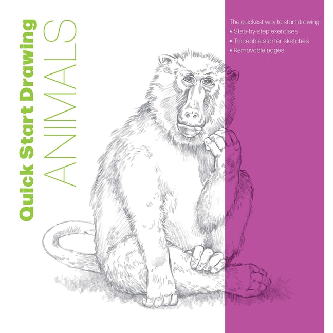 Paperback book titled "Quick Start Drawing Animals" by Walter Foster Publishing with step-by-step animal drawing exercises and traceable sketches.