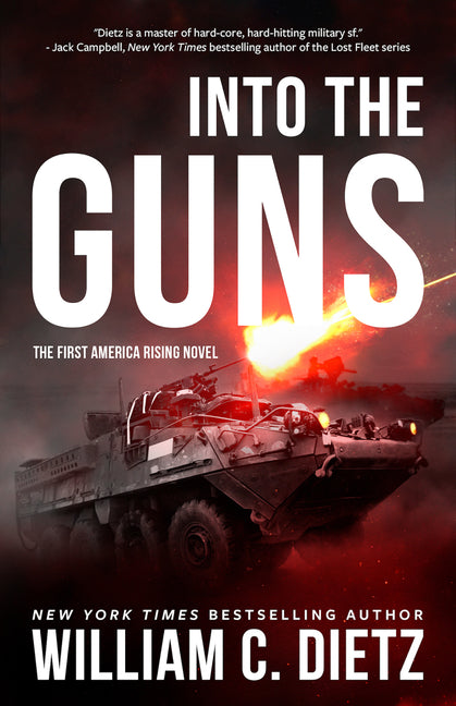 Paperback copy of "Into the Guns" by Jab Books, showing the book cover with title and author on the front.
