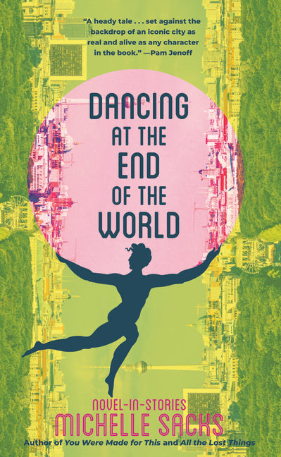 Paperback novel "Dancing at the End of the World" by Red Hen Press, featuring a cover with abstract artwork.