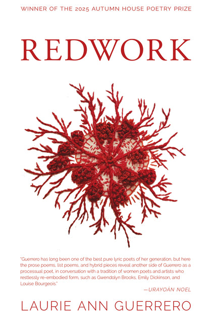 Redwork paperback book by Autumn House Press with a red and white cover featuring intricate embroidery patterns.