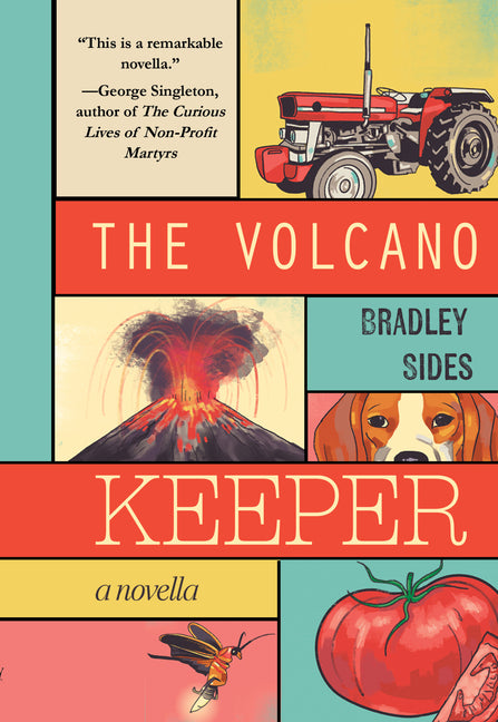 Paperback of The Volcano Keeper by Regal House Publishing, showing the book cover with vibrant volcano imagery.