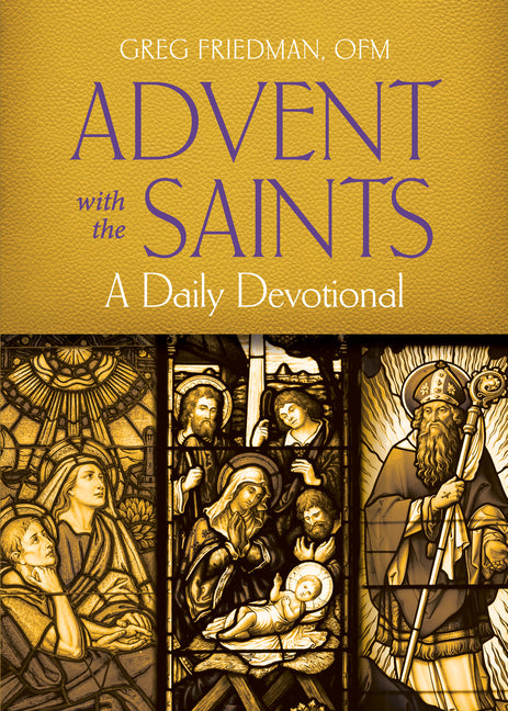 Paperback edition of Advent with the Saints devotional book by Ave Maria Press featuring spiritual imagery on the cover.