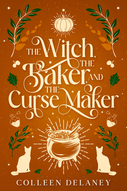 Paperback book titled "The Witch, the Baker, and the Curse Maker" by City Owl Press, showing the front cover with mystical artwork.