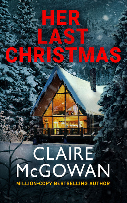 Paperback book titled "Her Last Christmas" by Thomas & Mercer, featuring a festive holiday cover design.