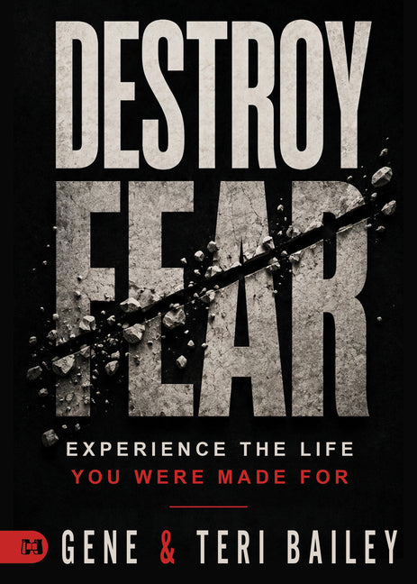 Paperback book titled "Destroy Fear" by Harrison House, featuring a cover with bold typography and inspiring design.