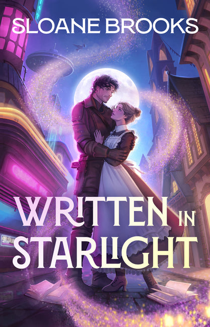 Paperback copy of "Written in Starlight" by Atria Books, showing the front cover with starry night design.
