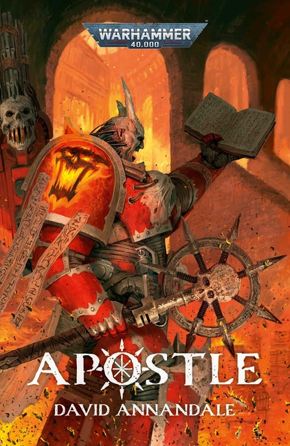 Paperback Apostle book by Games Workshop featuring detailed cover art with dark fantasy imagery.