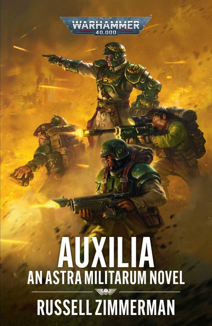 Paperback Auxilia book by Games Workshop featuring detailed illustrations and text on military history and tactics.