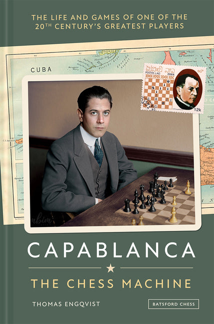 Paperback of Capablanca: The Chess Machine by Batsford, featuring a cover image with chess-themed artwork.