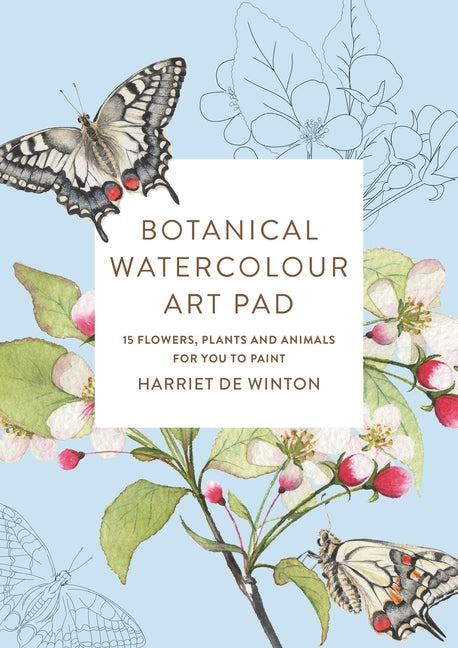 Paperback Botanical Watercolour Art Pad by Ilex Press featuring 15 flowers, plants, and animals for watercolor painting practice.
