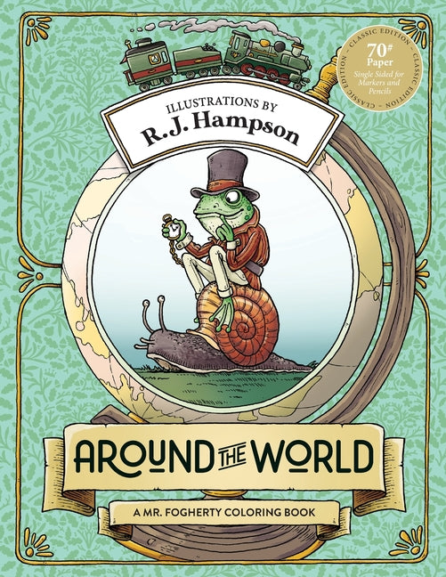 Paperback "Around The World" coloring book by Hop Skip Jump featuring travel-themed illustrations for kids.