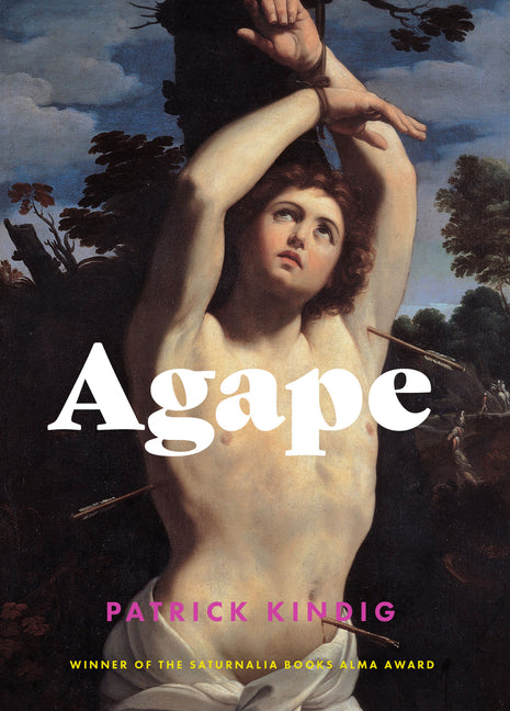 Paperback book titled Agape by Saturnalia Books, featuring a minimalist cover design with abstract artwork.