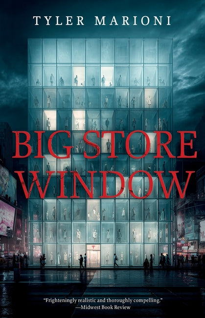 Paperback of Big Store Window novel by Dartfrog Books with cover art, featuring bold typography and cityscape imagery.