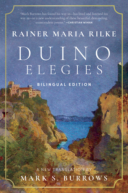 Bilingual paperback edition of "Duino Elegies" by Monkfish Book Publishing, featuring the book cover with artwork and title.