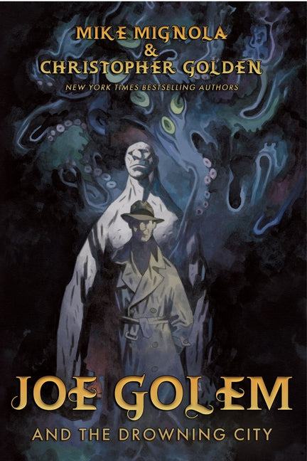 Paperback of Joe Golem and the Drowning City by Bad Hand Books, featuring cover art with dark cityscape and mysterious imagery.