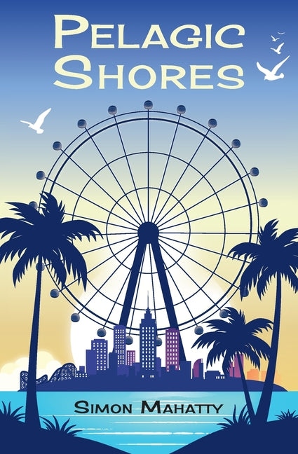 Paperback copy of Pelagic Shores by Mount Present Day Press, showing the book cover with ocean-themed artwork.