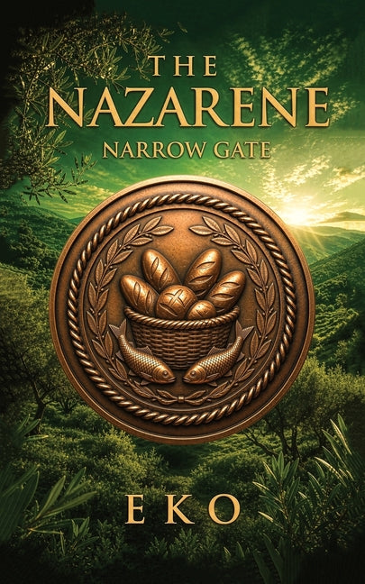 Paperback book titled "The Nazarene: Narrow Gate" by Eko Loves You, showing the front cover with religious artwork.