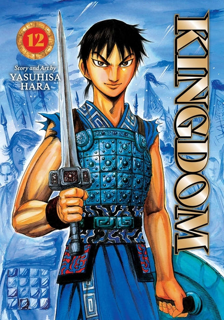 Paperback of Kingdom, Vol. 12 manga by Viz Media featuring detailed cover art with characters in battle poses.
