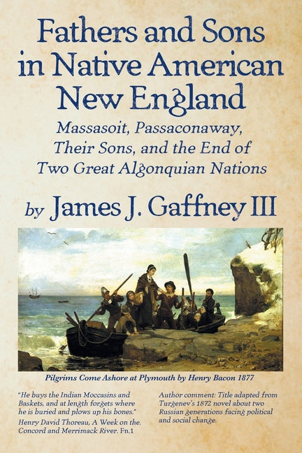 Paperback book titled "Fathers and Sons in Native American New England" featuring Massasoit, Passaconawy, and Algonquian nations.